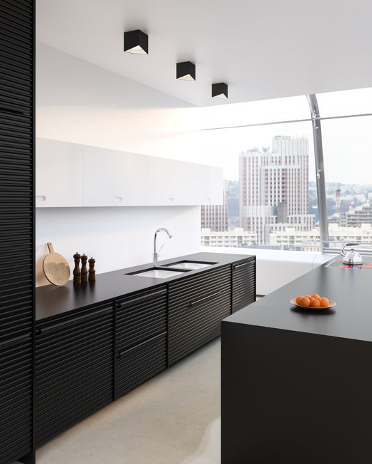 Cubix 5-in Black/White LED Flush Mount