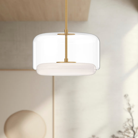 Enkel 15-in Clear/Brushed Gold LED Pendant