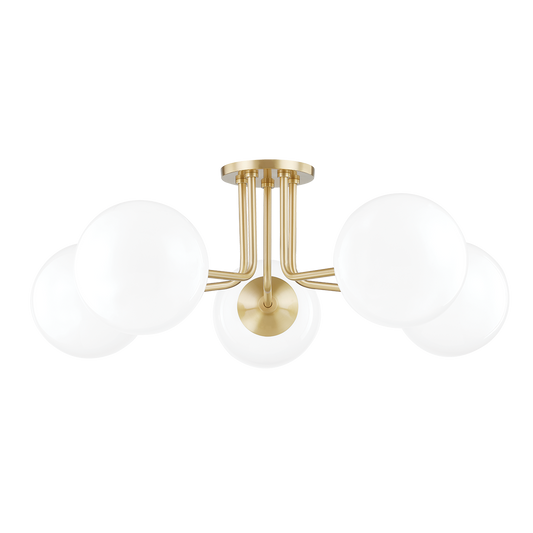 Mitzi Stella Semi Flush in Aged Brass
