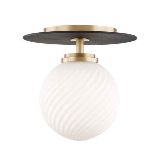 Mitzi Ellis Semi Flush in Aged Brass/black