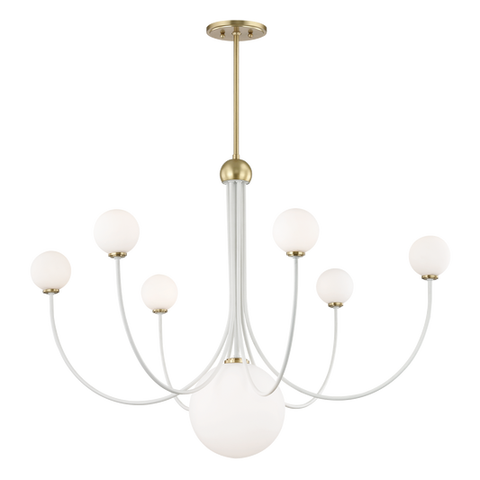 Mitzi Coco Chandelier in Aged Brass/soft Off White