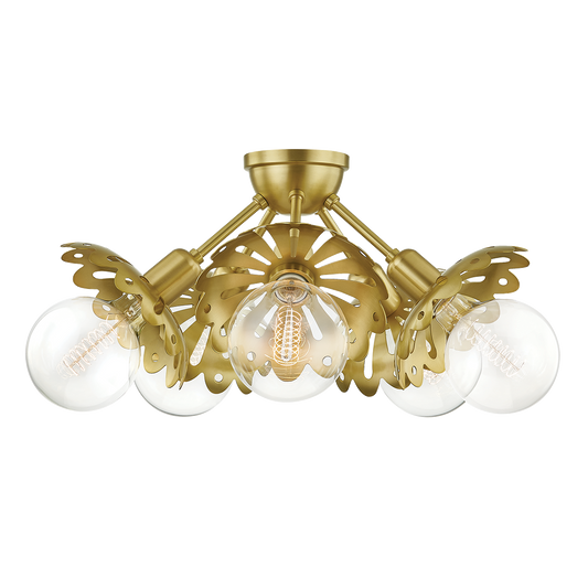 Mitzi Alyssa Semi Flush in Aged Brass