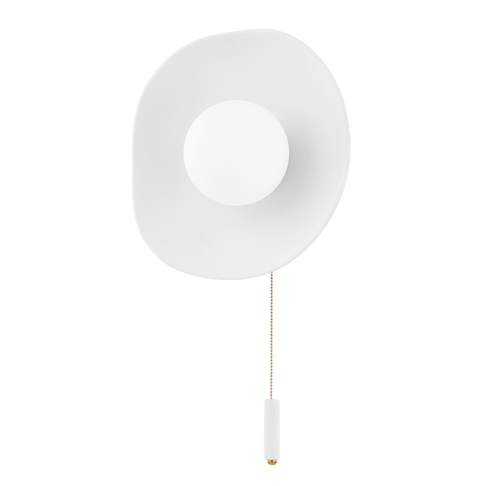 Mitzi Bacia Wall Sconce in AGED BRASS/CERAMIC RAW MATTE WHITE