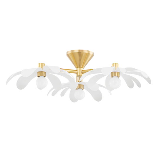 Mitzi Twiggy Semi Flush in AGED BRASS/TEXTURED WHITE