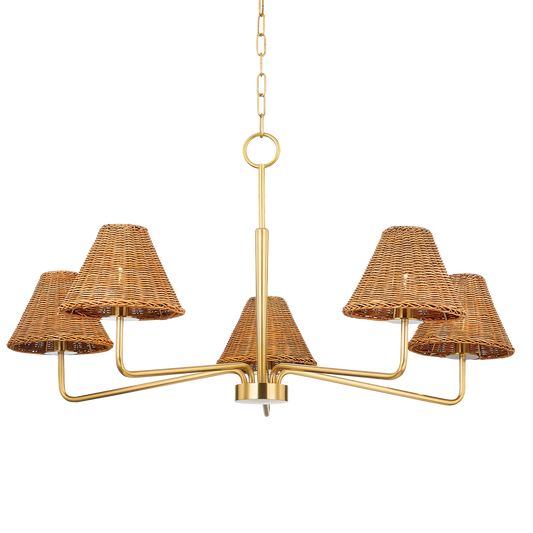 Mitzi Issa Chandelier in Aged Brass