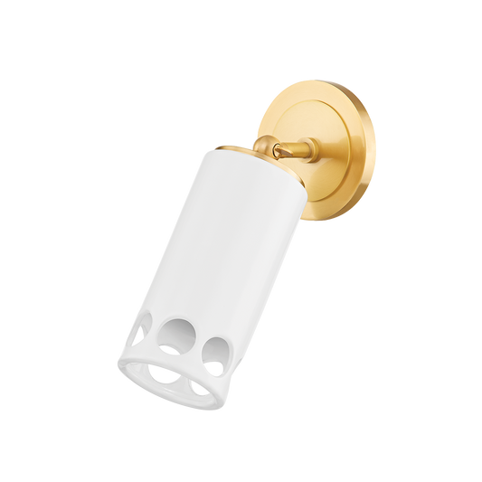 Mitzi Jean Wall Sconce in AGED BRASS/CERAMIC GLOSS WHITE