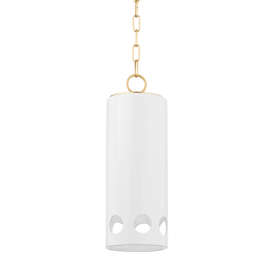 Mitzi Jean Pendant in AGED BRASS/CERAMIC GLOSS WHITE