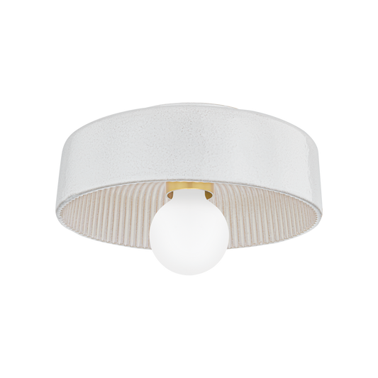Mitzi RAY Flush Mount in Aged Brass/ Ceramic Reactive White
