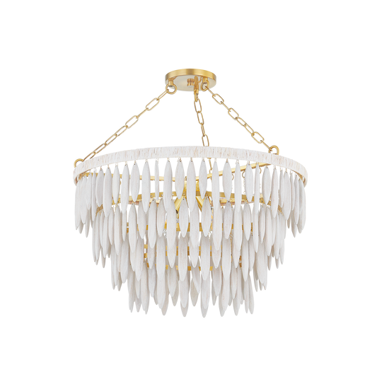 Mitzi TIFFANY Chandelier in AGED BRASS/TEXTURED CREAM