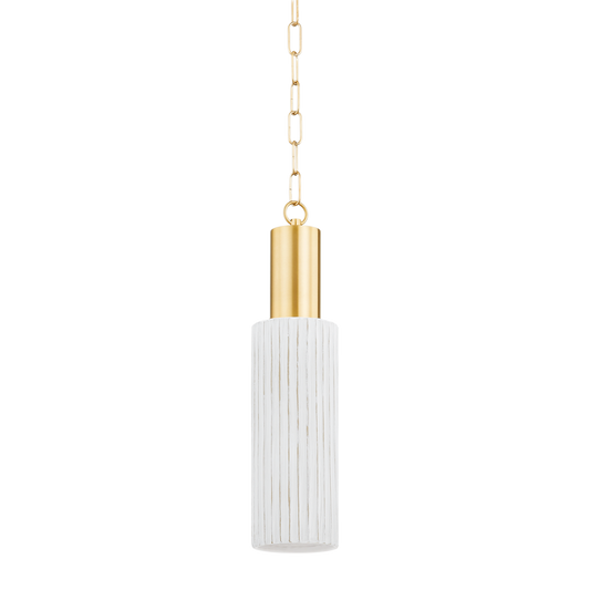Mitzi CORISSA Pendant in Aged Brass/ Ceramic Whitewash Bisque
