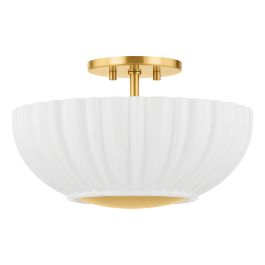 Mitzi Anne Flush Mount in Aged Brass