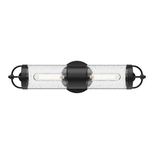 Lancaster 5-in Clear Bubble Glass/Textured Black 2 Lights Exterior Wall Sconce