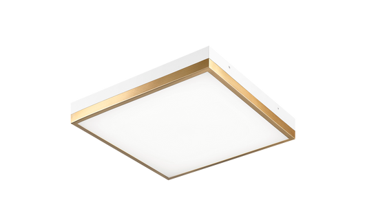 A sleek and modern take on the traditional square flush mount.These LED flush mounts are offered with contrasting finish combinations – Black with Aged Gold Brass and White with Aged Gold Brass. Tux is a versatile fixture, suitable for any room.