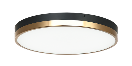 A sleek and contemporary take on the traditional round flush mount. These LED flush mounts are offered with contrasting finish combinations - Black with Chrome and Aged Gold Brass with White. Tone is a versatile fixture, suitable for any room.
