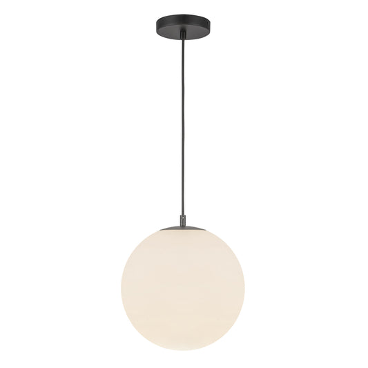 Marco 12-in,196-in Black/Opal Glass LED Pendant