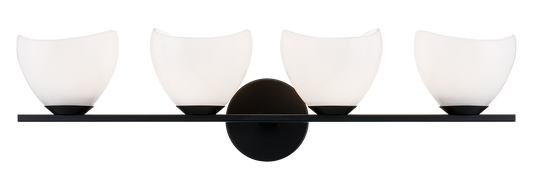Uptowne is a dazzling family with distinctive curved opal glass. Available in Aged Gold Brass or Black.