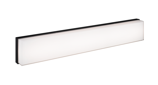 Sleek square and rectangular shape is the signature of this product.The clean lines represent simplicity at its best. The base comes in Chrome or Oxidized Black paired with a painted white glass shade. Available in both a LED wall sconce and flush mount.