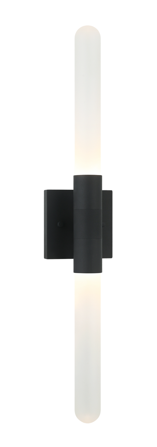 Aydin is a Modern LED with cylindrical tube and frosted glass shade. Available in either Aged Gold Brass or Matte Black finish.