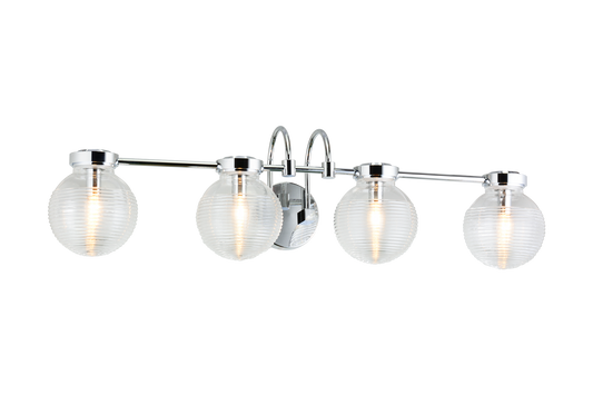 The Ridge collection is designed with ribbed glass globes that create a harmonious century-old feel. Gorgeous and stylish, comes in a single pendant and one light, two light, three light or four light wall sconce option. Matte Black or Chrome finishes.