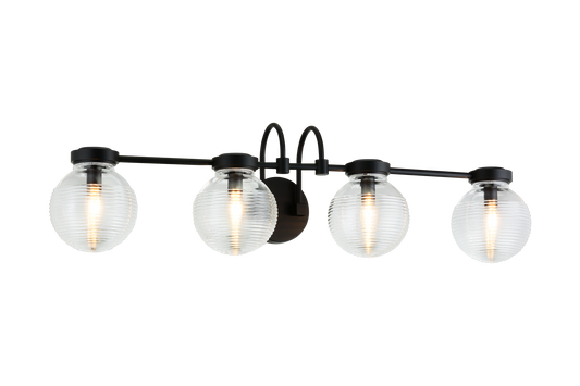 The Ridge collection is designed with ribbed glass globes that create a harmonious century-old feel. Gorgeous and stylish, comes in a single pendant and one light, two light, three light or four light wall sconce option. Matte Black or Chrome finishes.