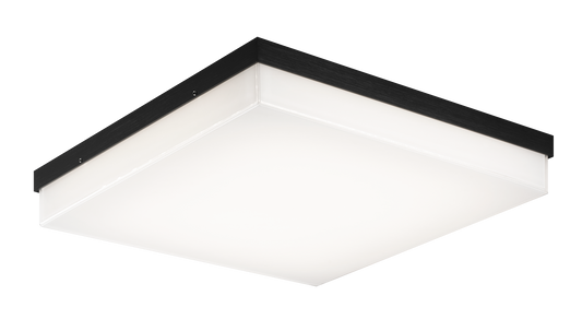 Sleek square and rectangular shape is the signature of this product.The clean lines represent simplicity at its best. The base comes in Chrome or Oxidized Black paired with a painted white glass shade. Available in both a LED wall sconce and flush mount.