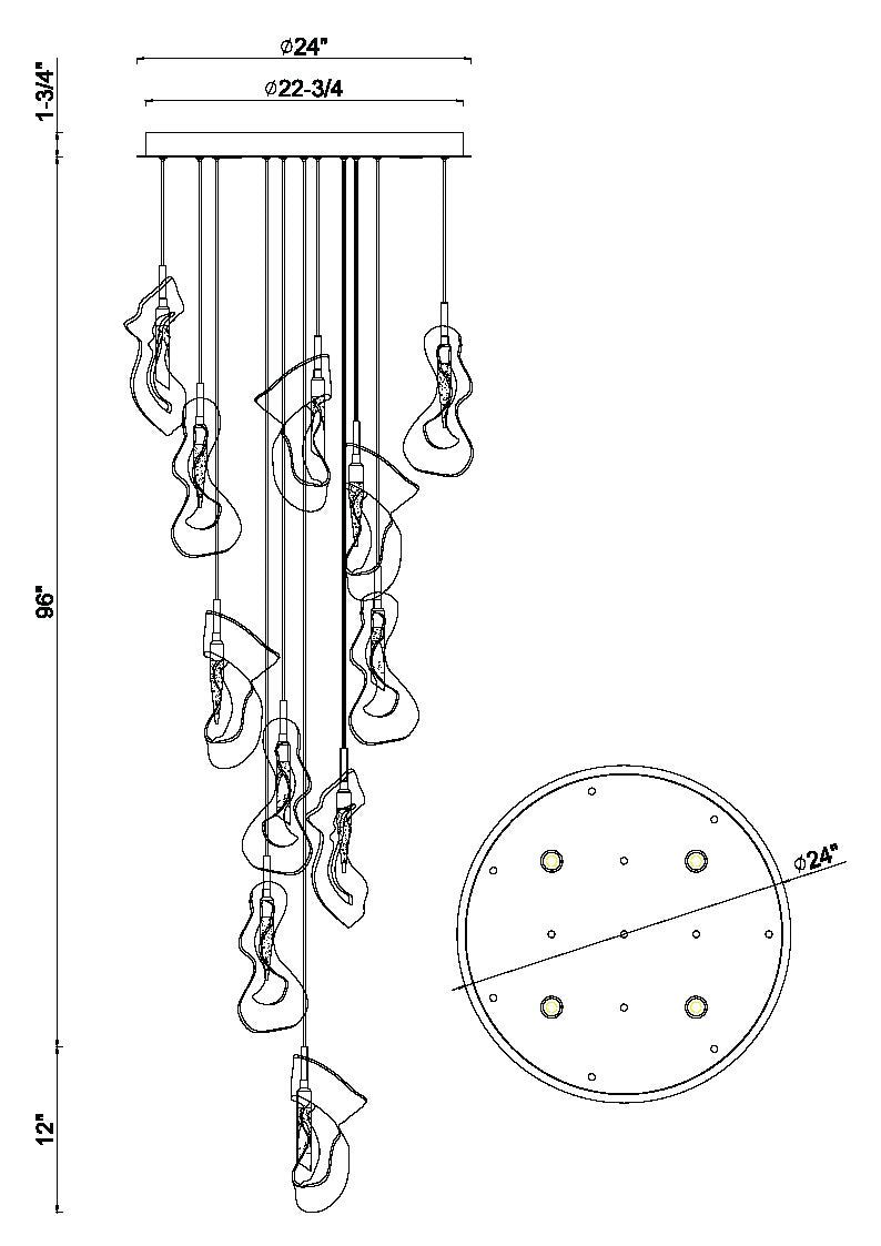 Norah 12-Light 24" Integrated LED Multi Drop Chandelier