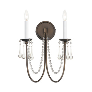 Plumette 2-Light Wall Sconce w Crystal