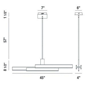 Cameno 45" Integrated LED Linear Chandelier