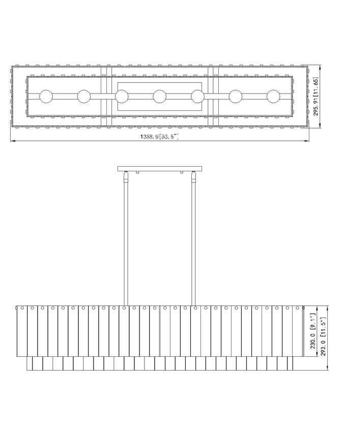 Glacier 53.5-in Linear Chandelier
