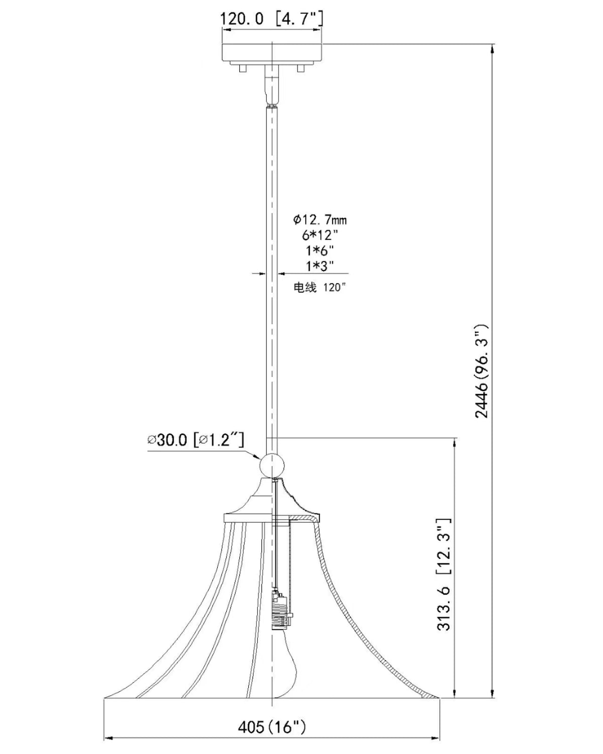 Fleur 16-in Pendant