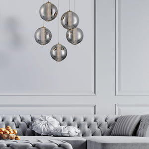 Atomo 5-Light 26" Integrated LED Multi Drop Chandelier
