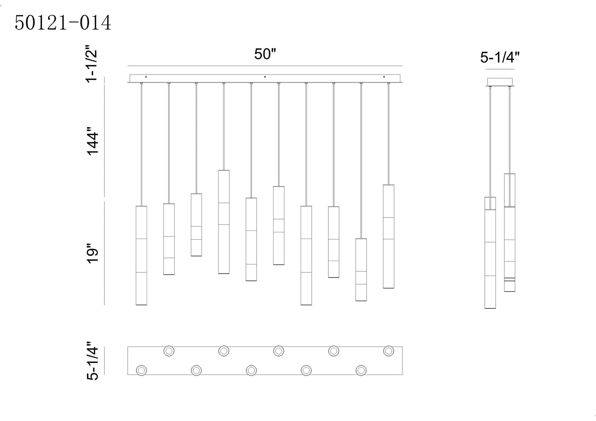Ronda 10-Light 50" Integrated LED Linear Chandelier