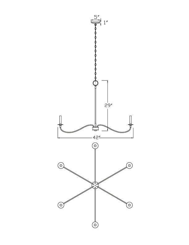 Arlington 42-in Chandelier 6 x 60W - Candelabra