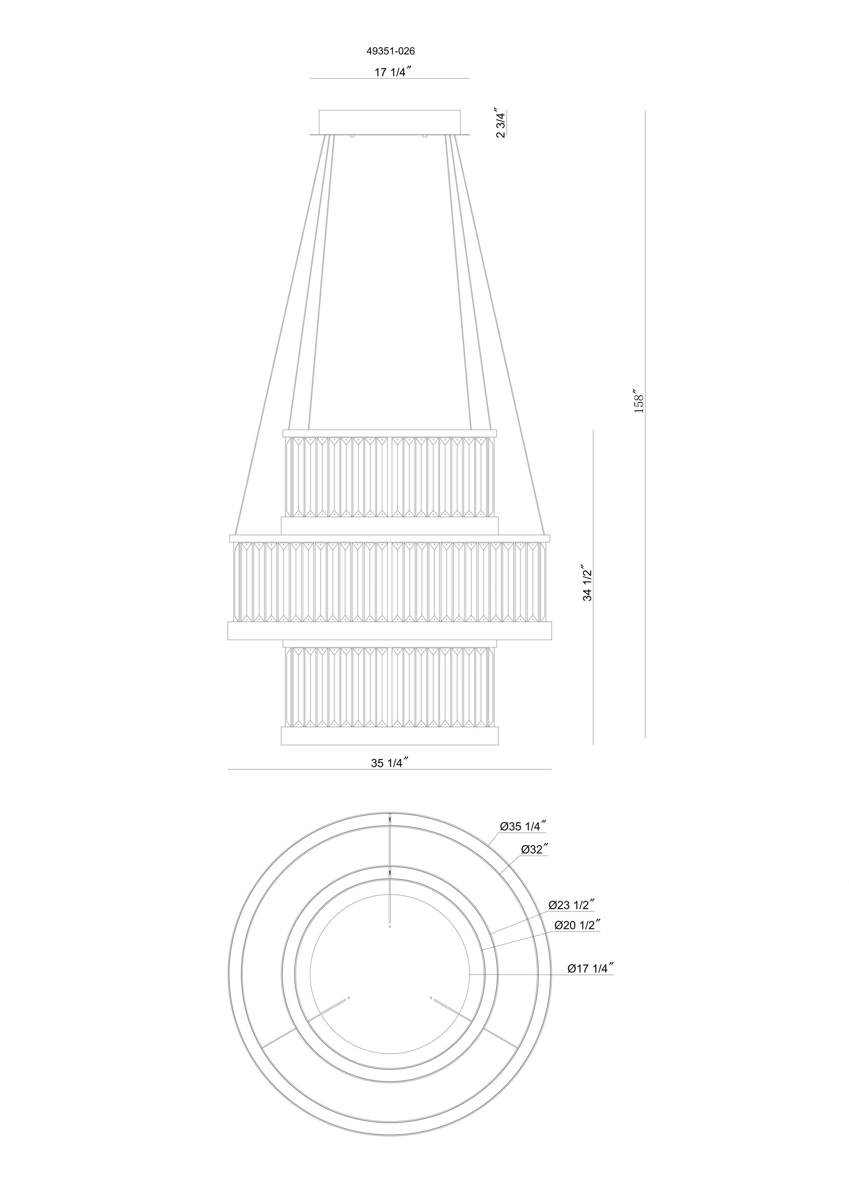 Empra 3-Tiers 3-Light 35" Integrated LED Grand Chandelier