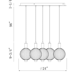 Palmas 5-Light 24" Integrated LED Multi Drop Chandelier