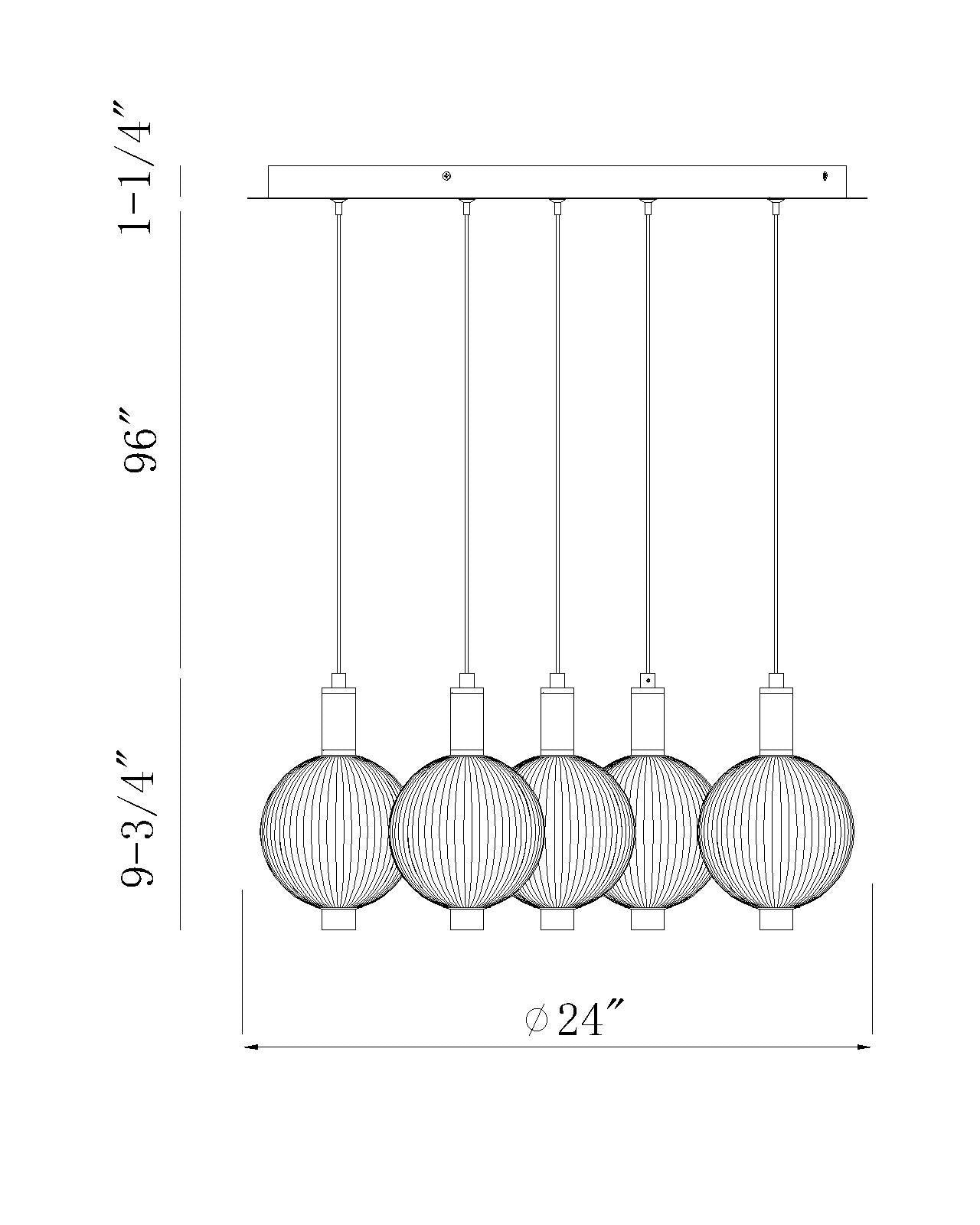 Palmas 5-Light 24" Integrated LED Multi Drop Chandelier