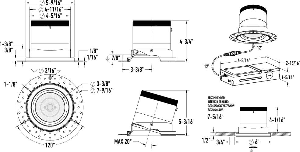 Moda 6in Modular Downlight, 60deg