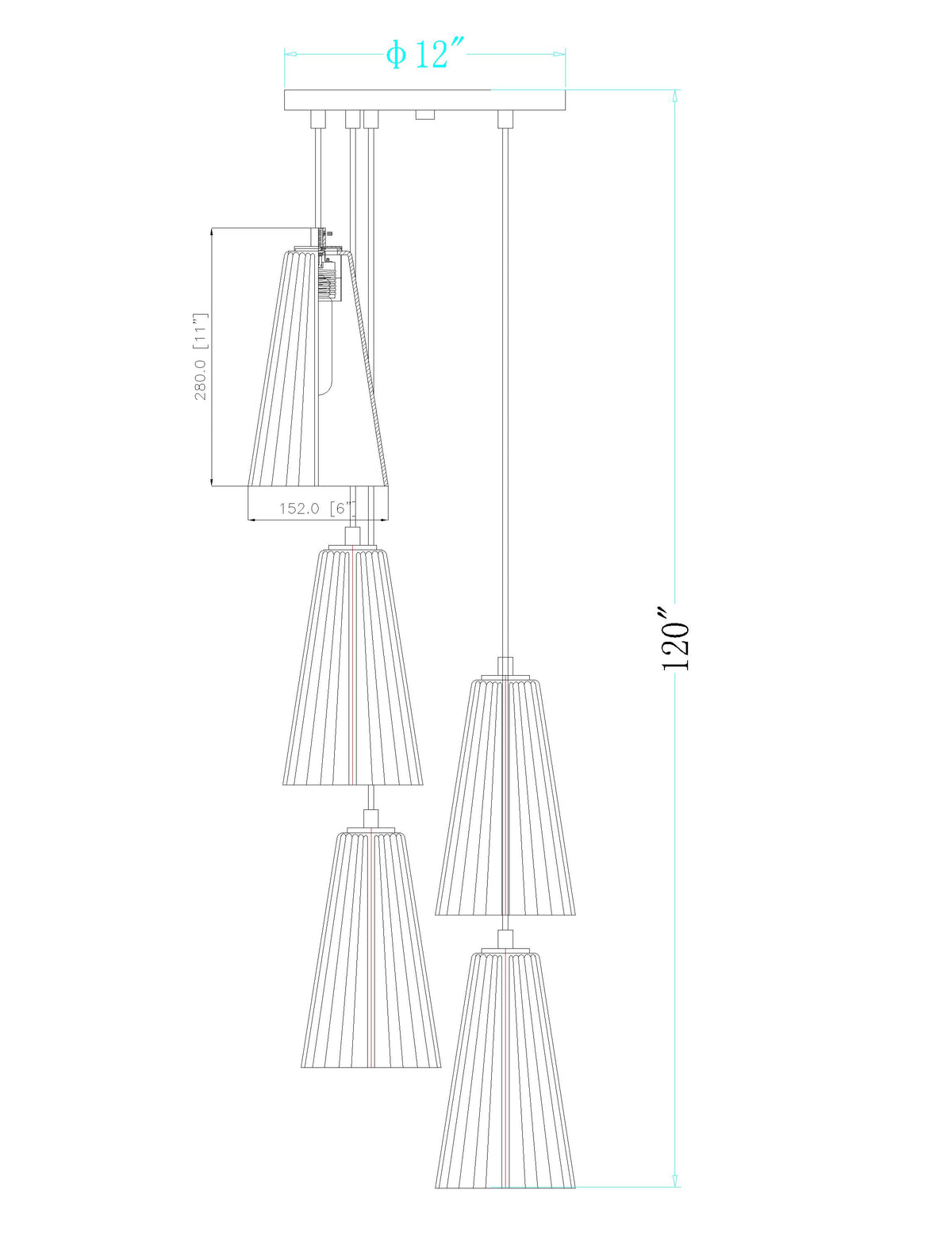 Farrell 12-in Round Multi Pendant
