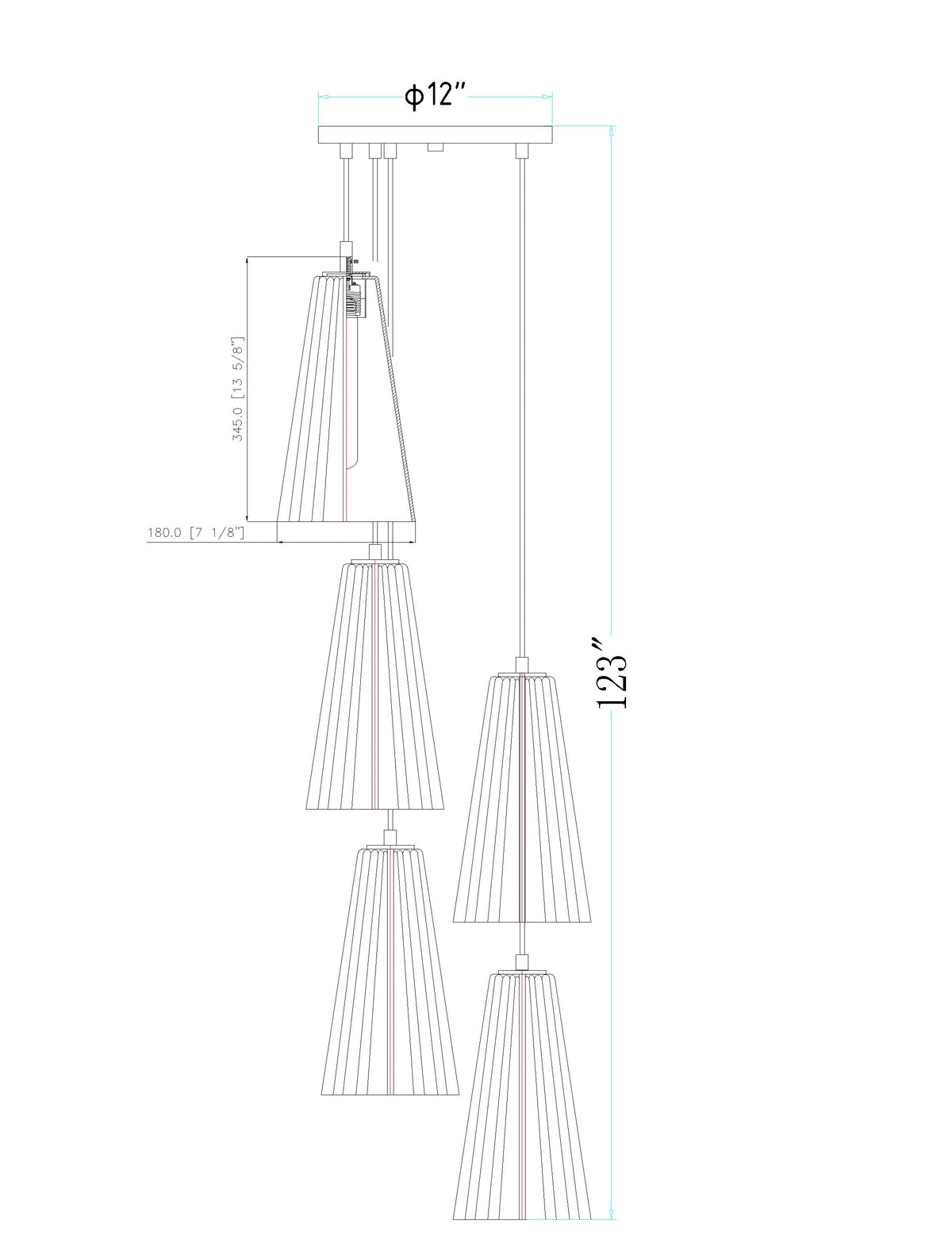 Farrell 12-in Round Multi Pendant