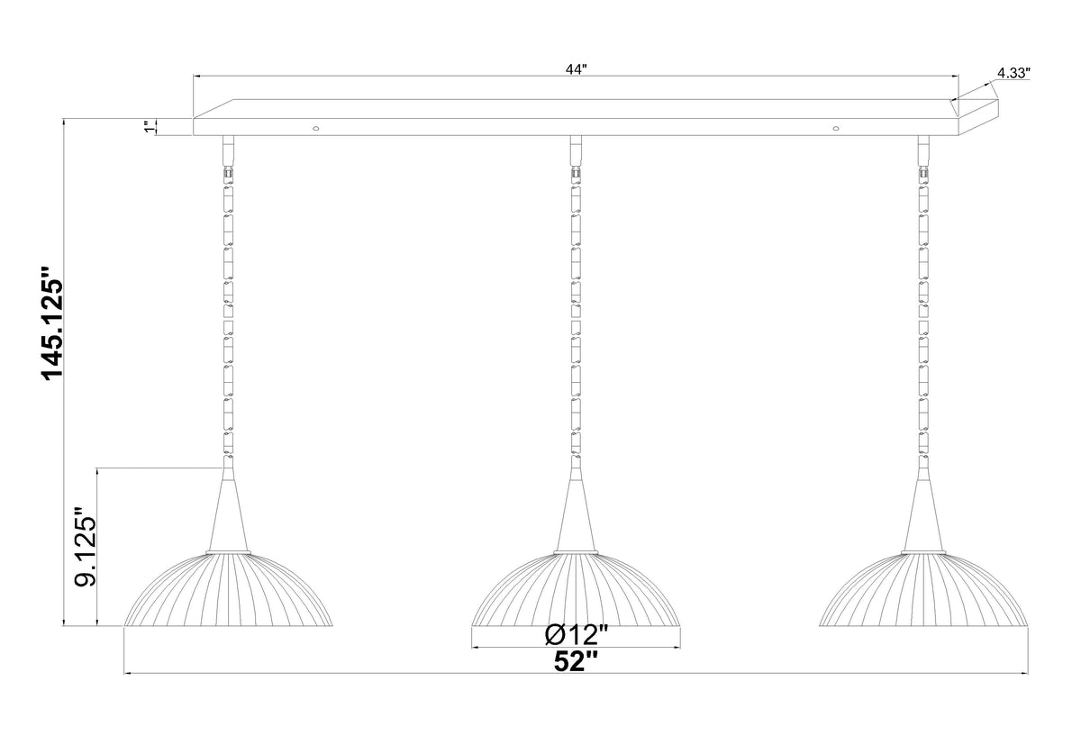 Lunelle 3 Light Linear Chandelier