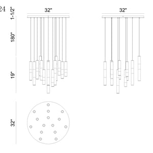 Ronda 15-Light 32" Integrated LED Multi Drop Chandelier