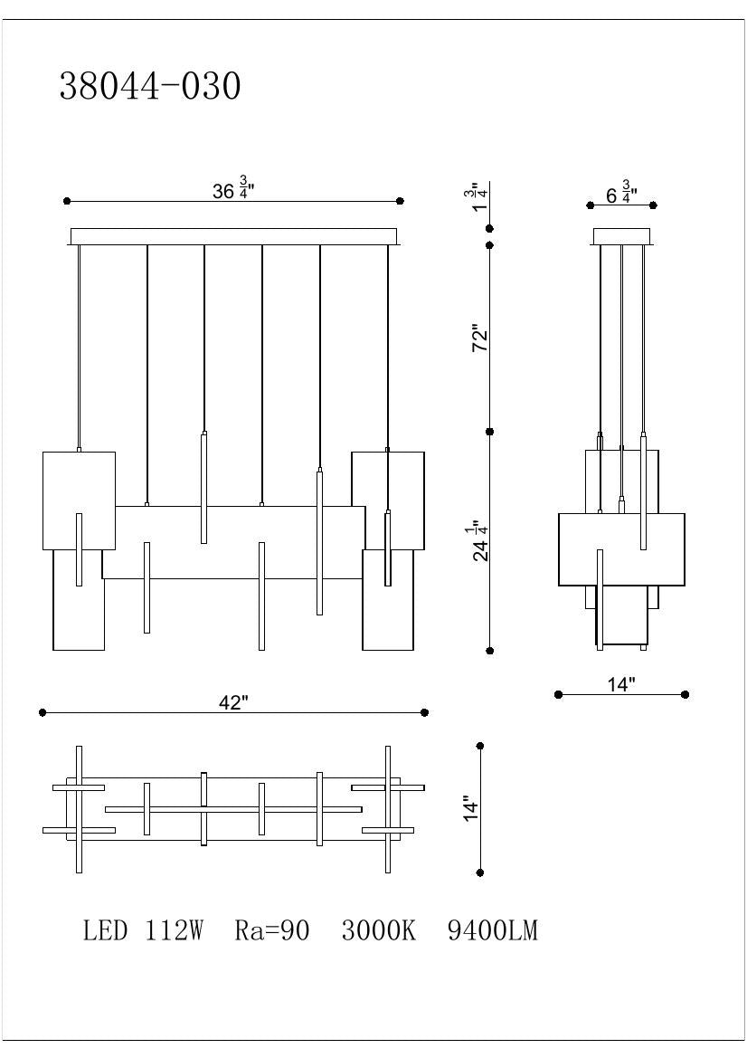 Coburg 3-Light 42" Integrated LED Linear Chandelier