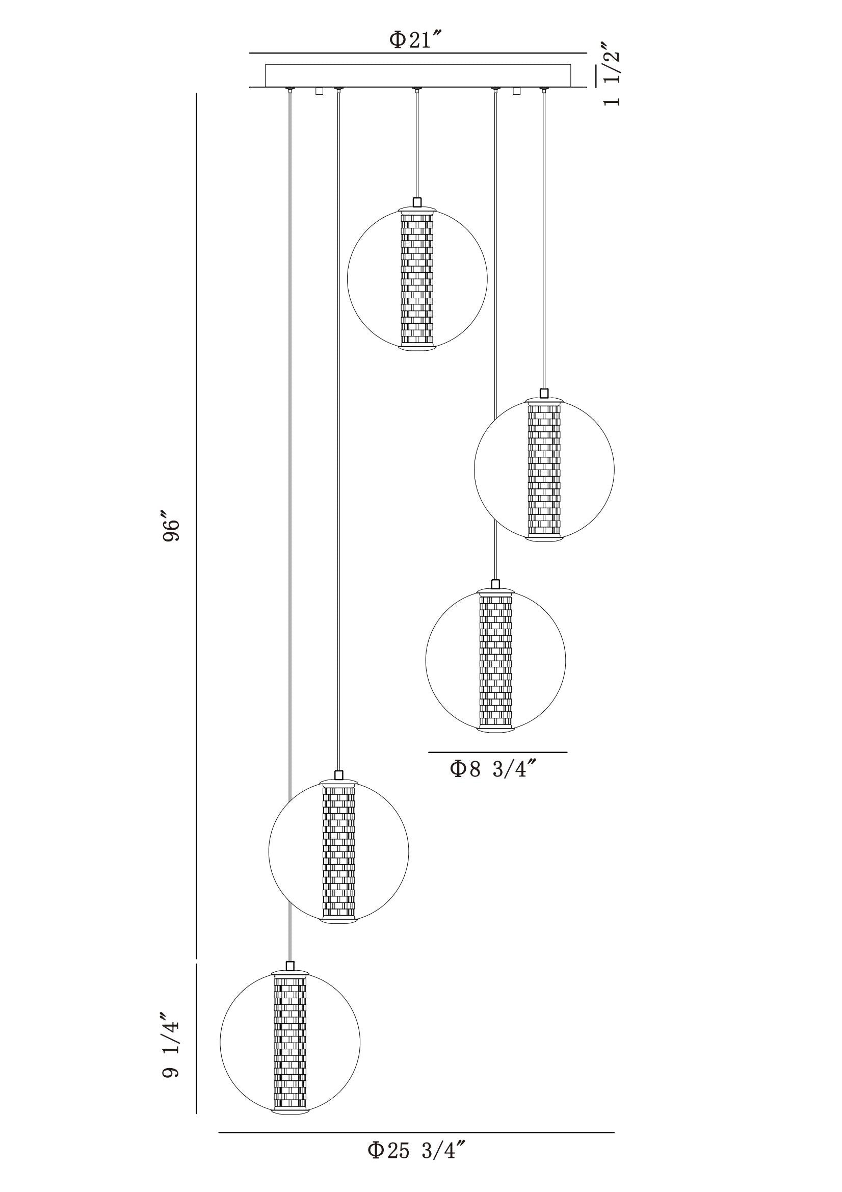 Atomo 5-Light 26" Integrated LED Multi Drop Chandelier