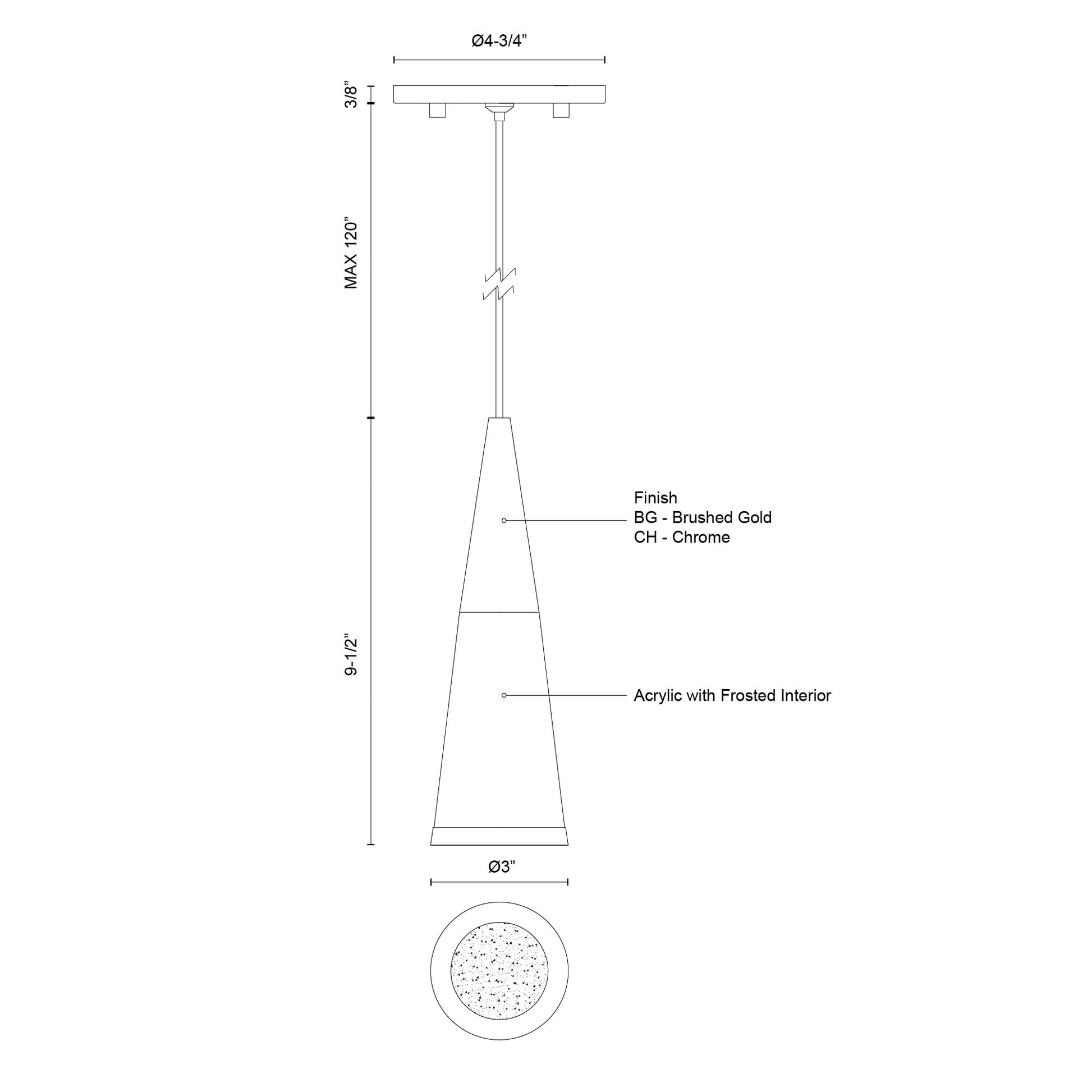 Malabar 3-in Chrome LED Pendant