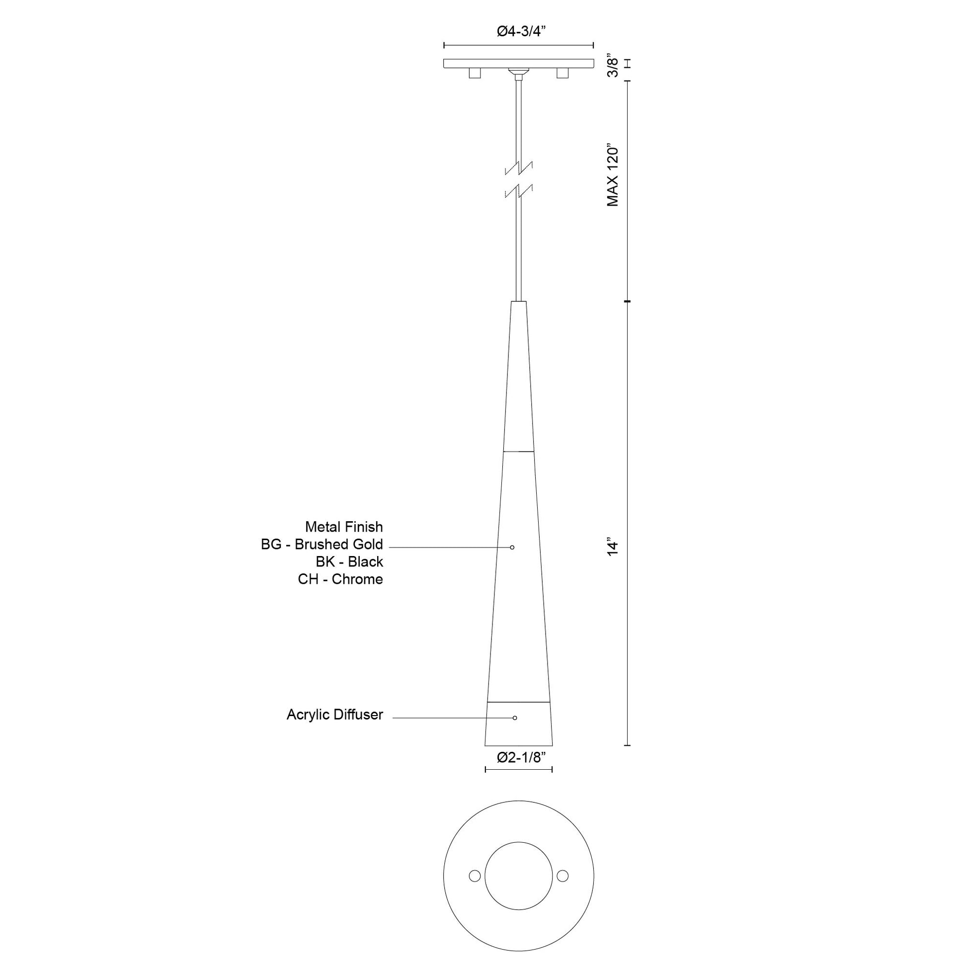 Ultra 2-in Chrome LED Pendant