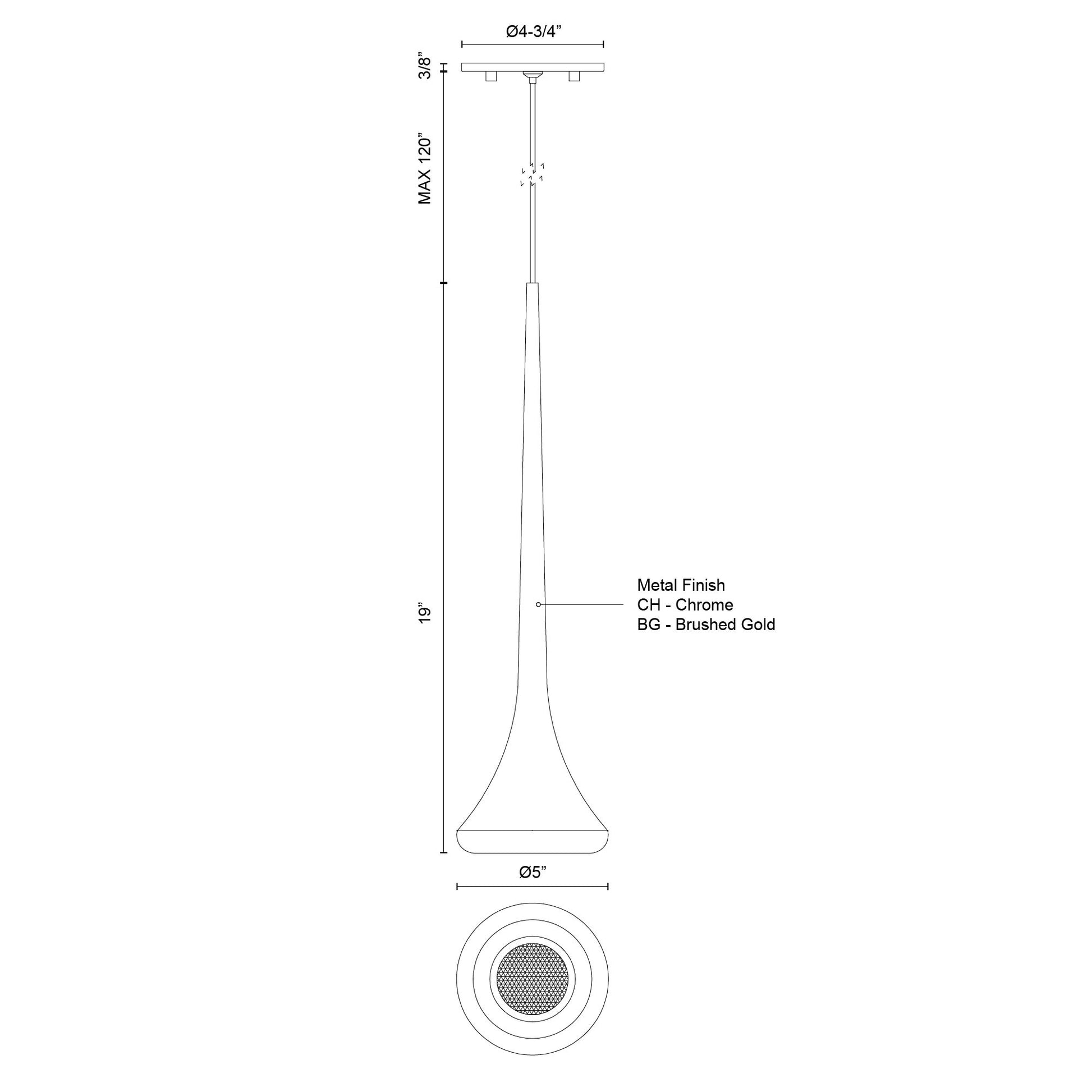 Bach 5-in Chrome LED Pendant