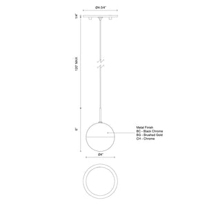 Pluto 4-in Chrome LED Pendant