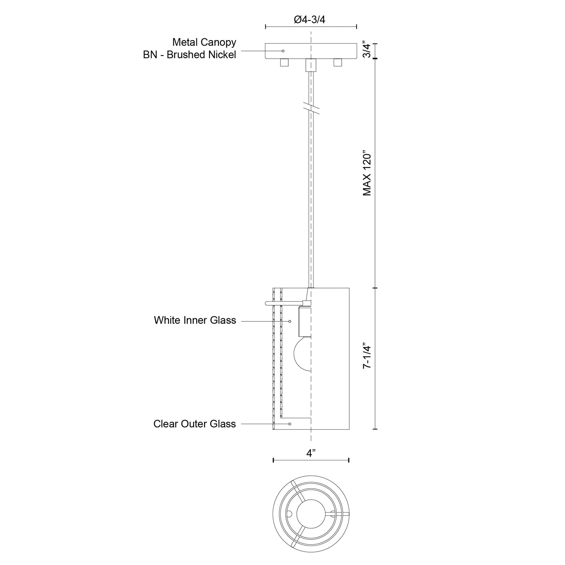 Firenze 4-in White 1 Light Pendant