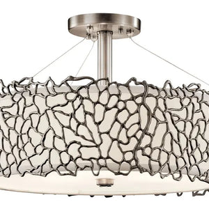 Silver Coral Pendant/Semi Flush 3Lt