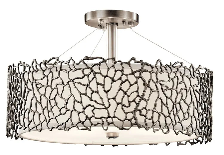 Silver Coral Pendant/Semi Flush 3Lt